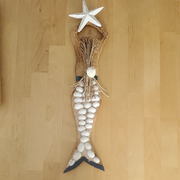 Mermaid & Nautical Canvas Wall Art – Wood, Twine, Seashells – Set of 2 - Picture 8 of 11